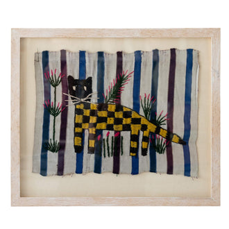 Guatemalan Tapestry - Yellow And Black Cat