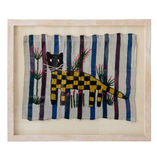 Guatemalan Tapestry - Yellow And Black Cat