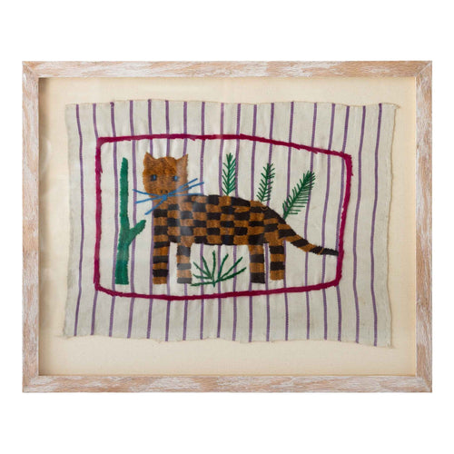 Guatemalan Tapestry - Brown And Dark Brown Cat