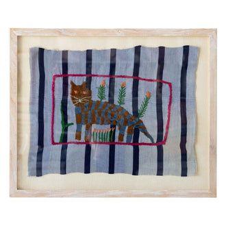 Guatemalan Tapestry - Brown And Blue Cat