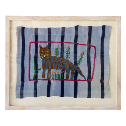 Guatemalan Tapestry - Brown And Blue Cat
