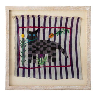 Guatemalan Tapestry - Black And Purple Cat