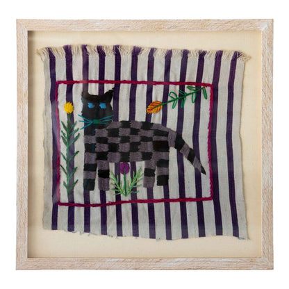 Guatemalan Tapestry - Black And Purple Cat