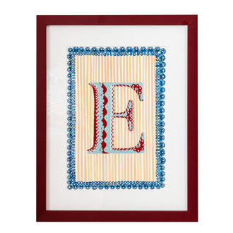 Letter E - A4 Natasha Hulse Burgundy Frame