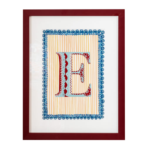 Letter E - A4 Natasha Hulse Burgundy Frame