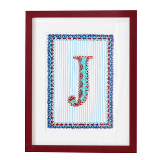 Letter J - A4 Natasha Hulse Burgundy Frame