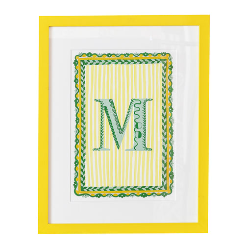 Letter M - A4 Natasha Hulse Yellow Frame