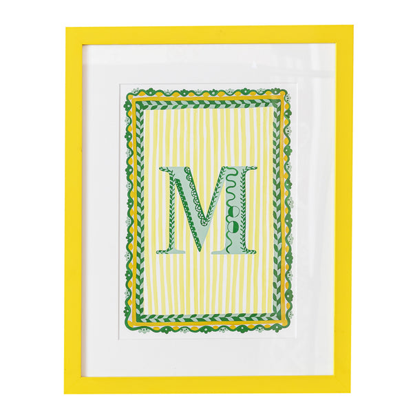 Letter M - A4 Natasha Hulse Yellow Frame