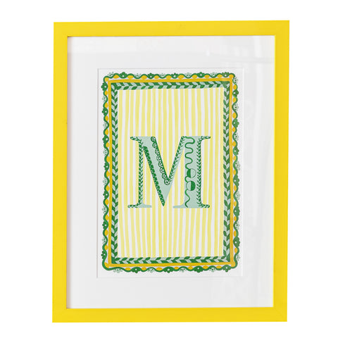 Letter M - A4 Natasha Hulse Yellow Frame
