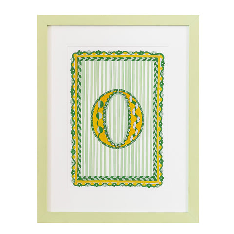 Letter O - A4 Natasha Hulse Lime Frame