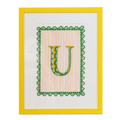 Letter U - A4 Natasha Hulse Yellow Frame