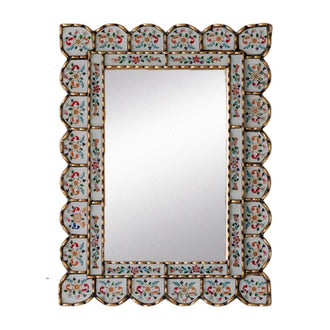 Rectangular Scallop White Mirror