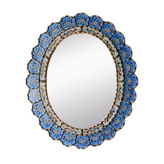 Oval Scallop Royal Blue Mirror