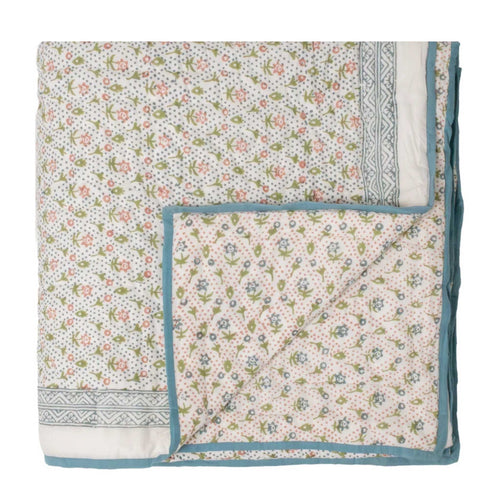 King/Double Leilani Pink Blue Green Quilt