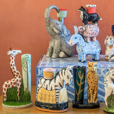 The Circus Elephant Grey Red Candleholder