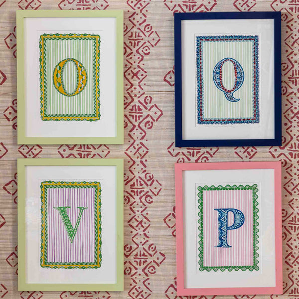 Letter V - A4 Natasha Hulse Lime Frame