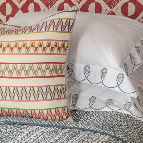 Palopo Pink Multi Square Cushion - Blue Back