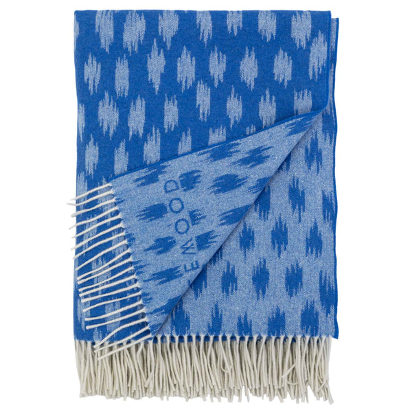 merino and cashmere patterned blue throw