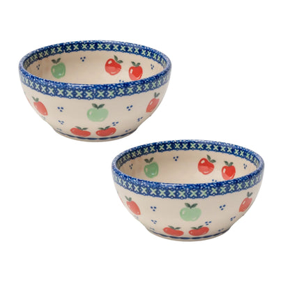 Set of 2 Apple Cereal Bowls Red Green