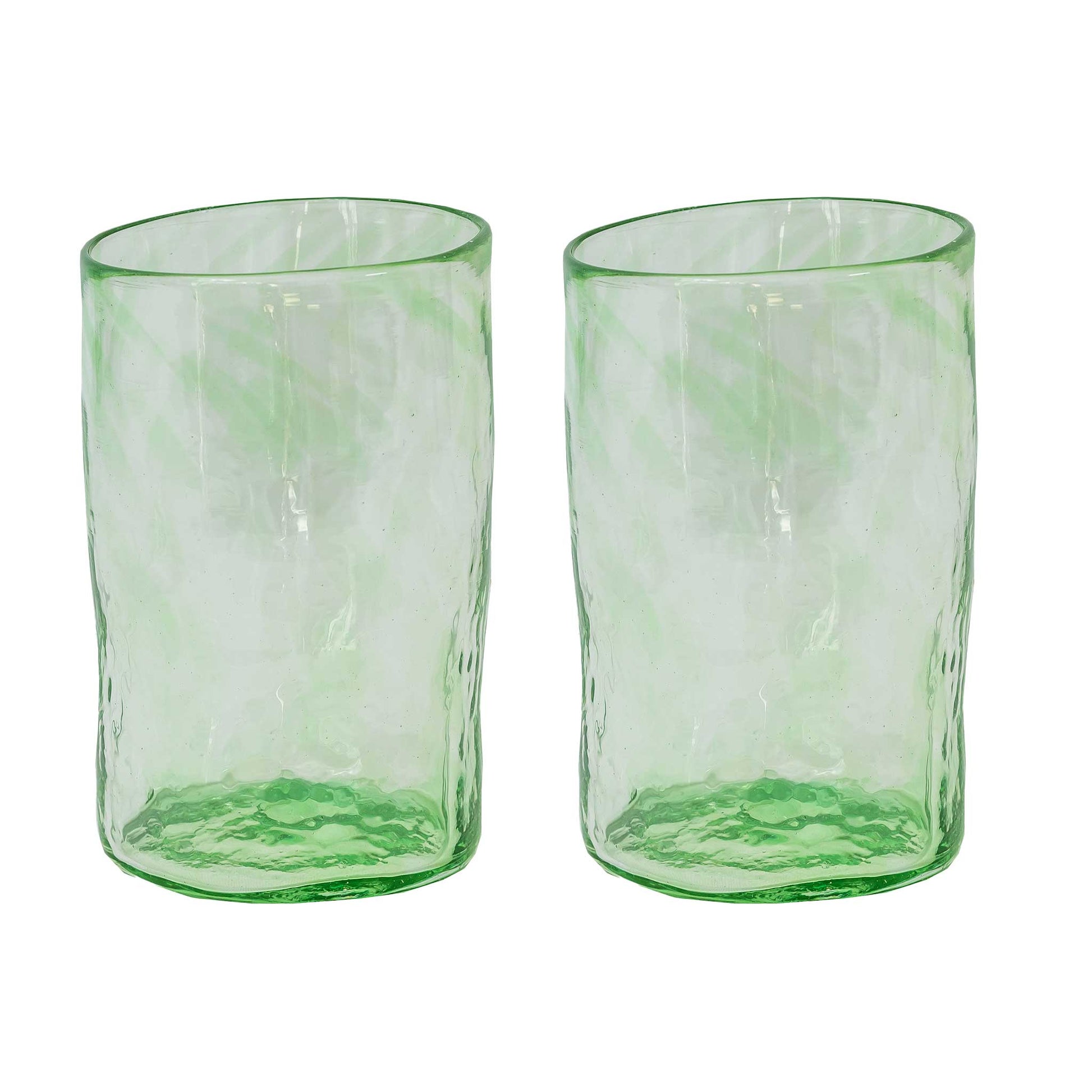 Set of 4 Handblown Mexican Glasses Green