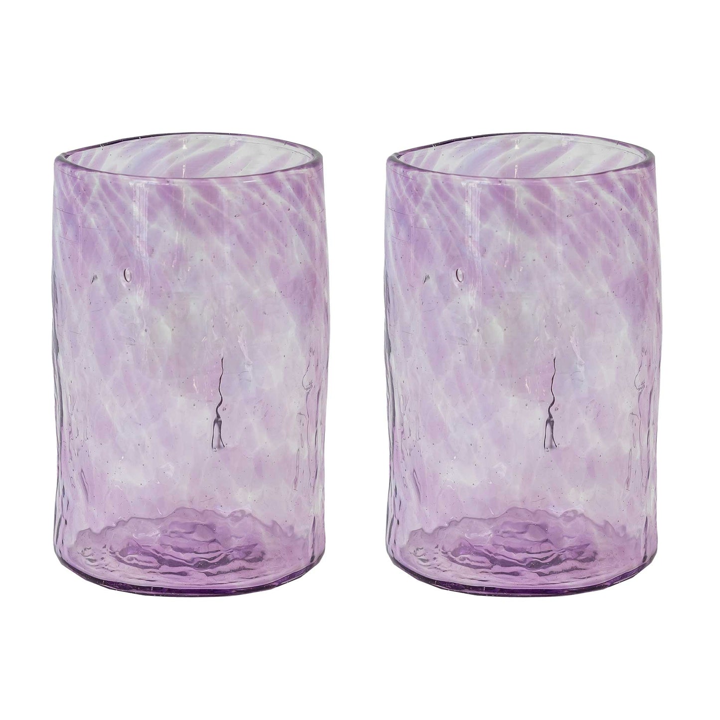 Set of 2 Handblown Mexican Glasses Purple