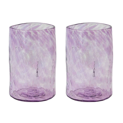Set of 2 Handblown Mexican Glasses Purple