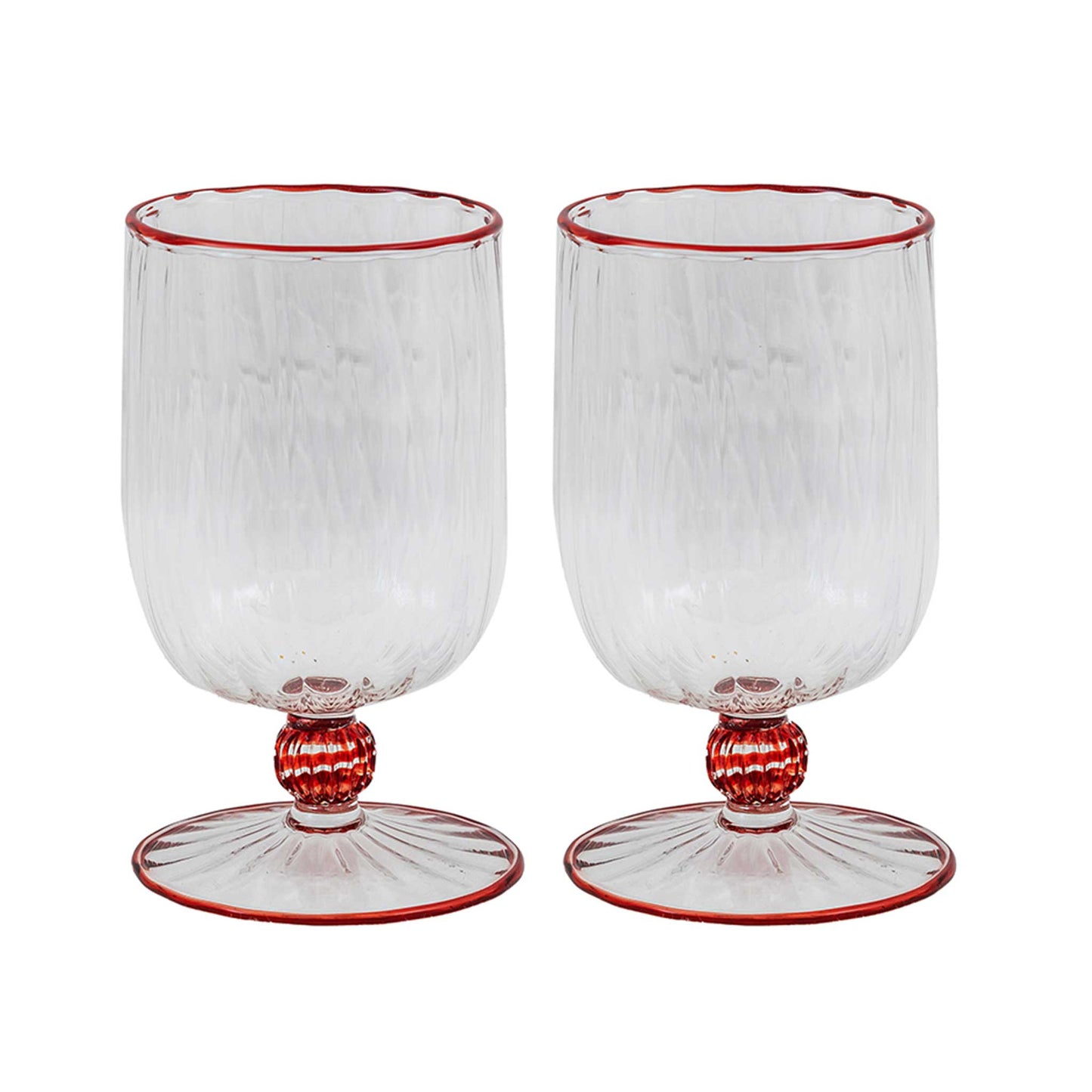 Set of 2 Short Stem Murano Glasses Red