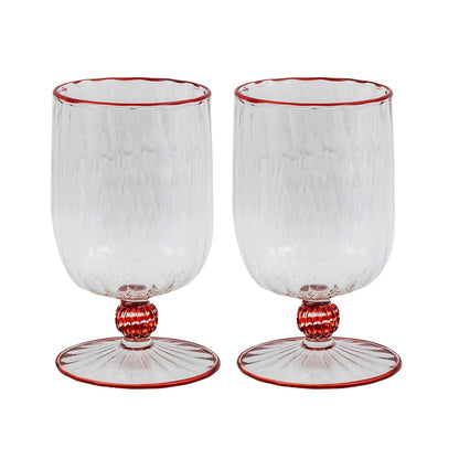 Set of 2 Short Stem Murano Glasses Red