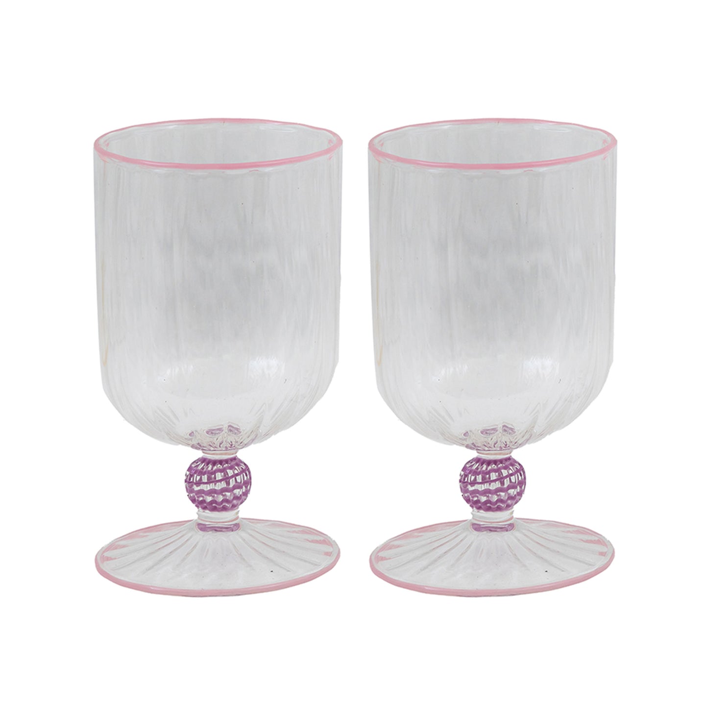 Set of 2 Short Stem Murano Glasses Pink