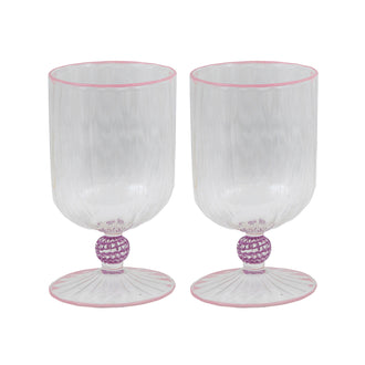 Set of 2 Short Stem Murano Glasses Pink