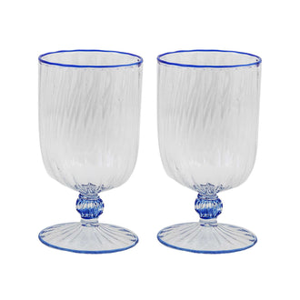 Set of 2 Short Stem Murano Glasses Blue