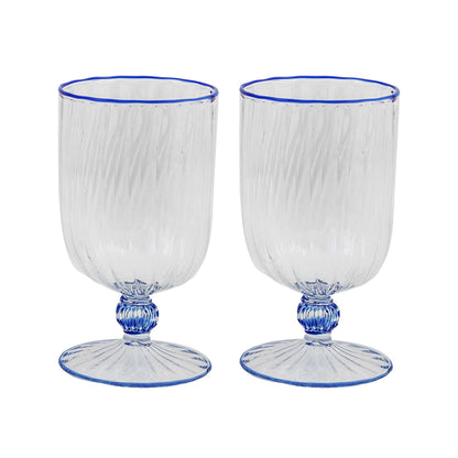 Set of 2 Short Stem Murano Glasses Blue