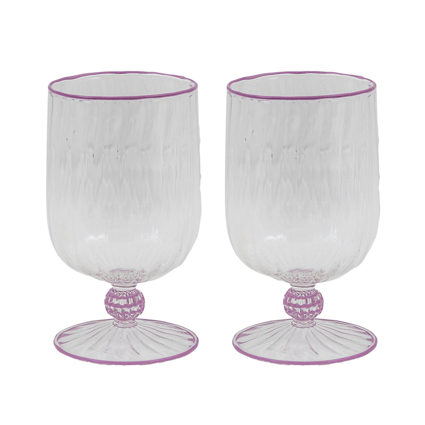 Set of 2 Short Stem Murano Glasses Purple