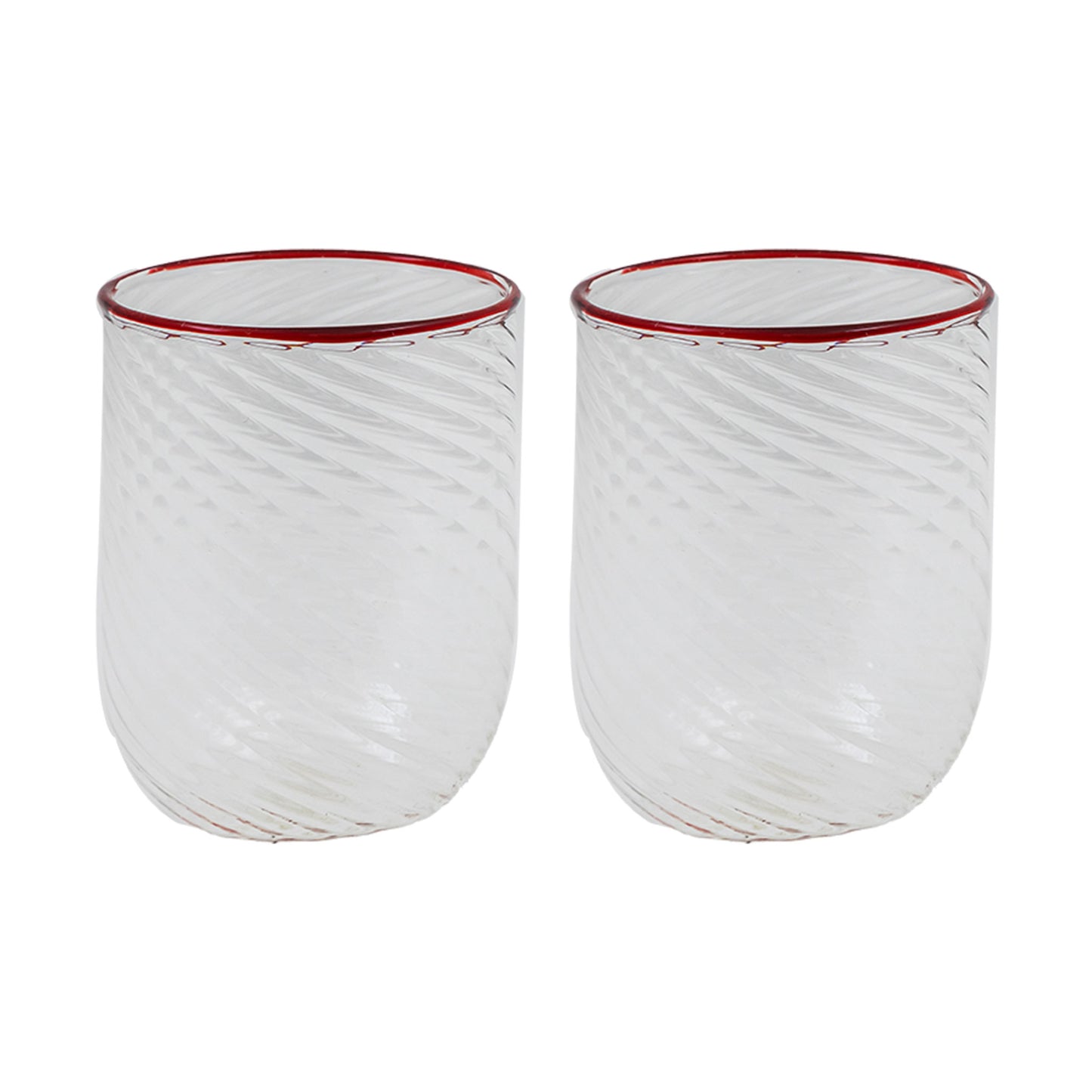 Set of 2 Handblown Murano Tumblers Red