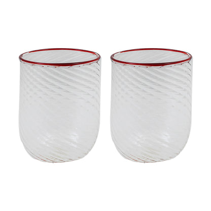 Set of 2 Handblown Murano Tumblers Red