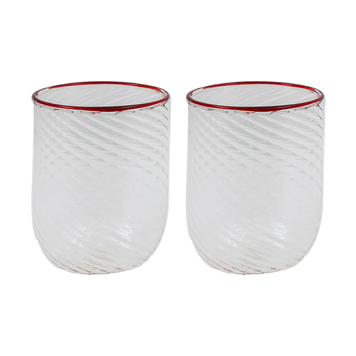 Set of 2 Handblown Murano Tumblers Red