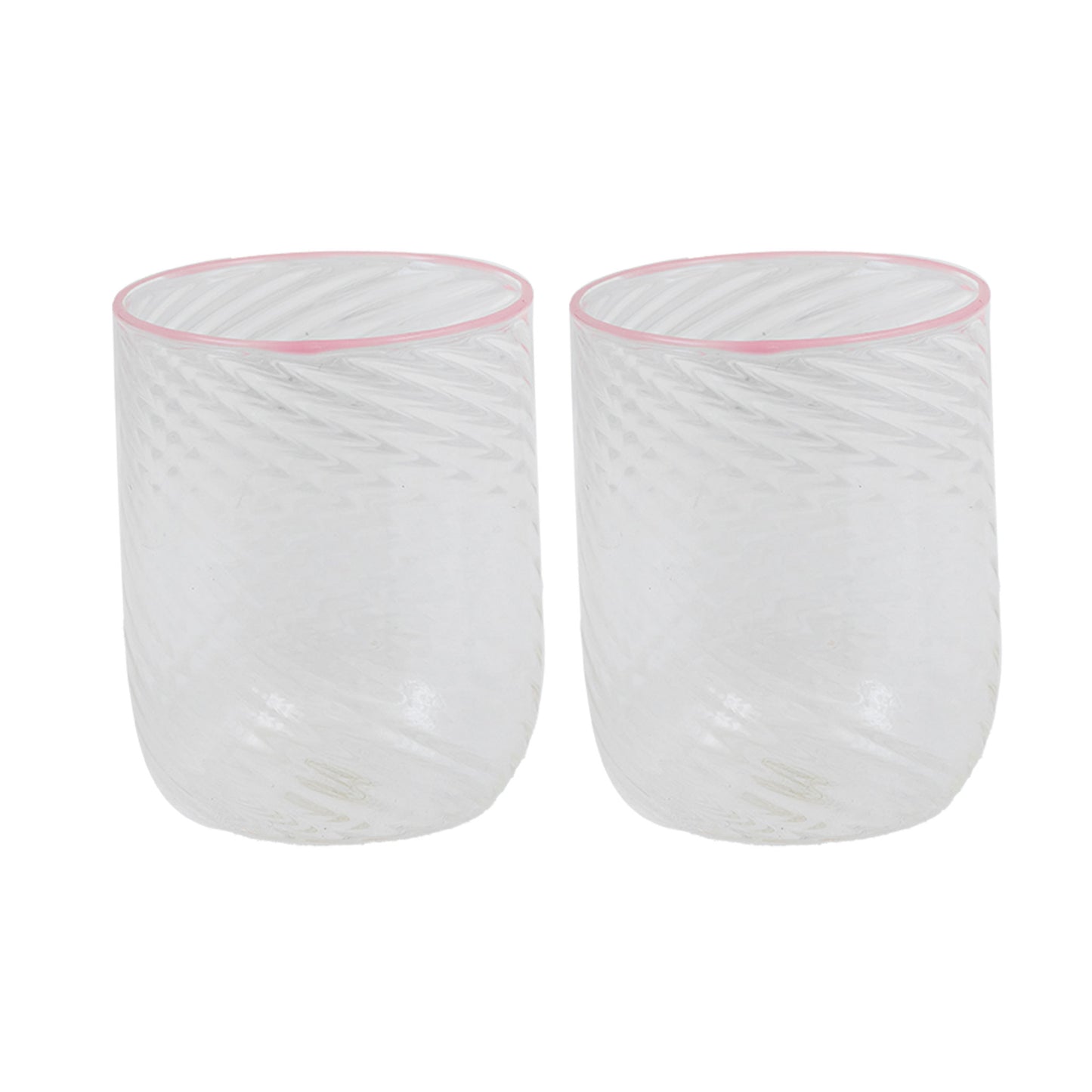 Set of 2 Handblown Murano Tumblers Pink