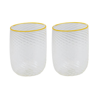 Set of 2 Handblown Murano Tumblers Yellow