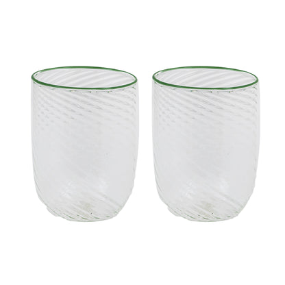 Set of 2 Handblown Murano Tumblers Green