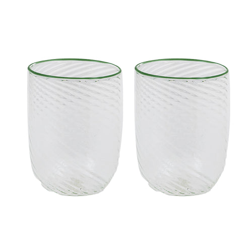 Set of 2 Handblown Murano Tumblers Green