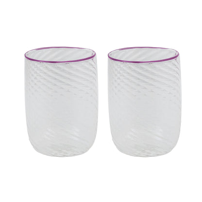 Set of 2 Handblown Murano Tumblers Purple