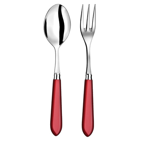 Serving Fork and Spoon Red