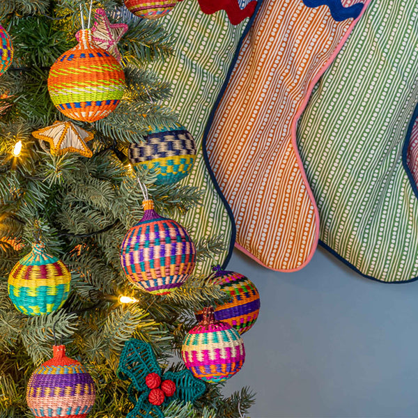 Iraca Christmas Baubles Set of 6 Multicoloured