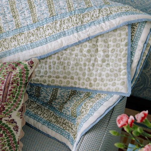 azalea blue green reversible quilt