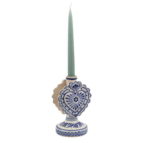 Heart Candlestick Blue White