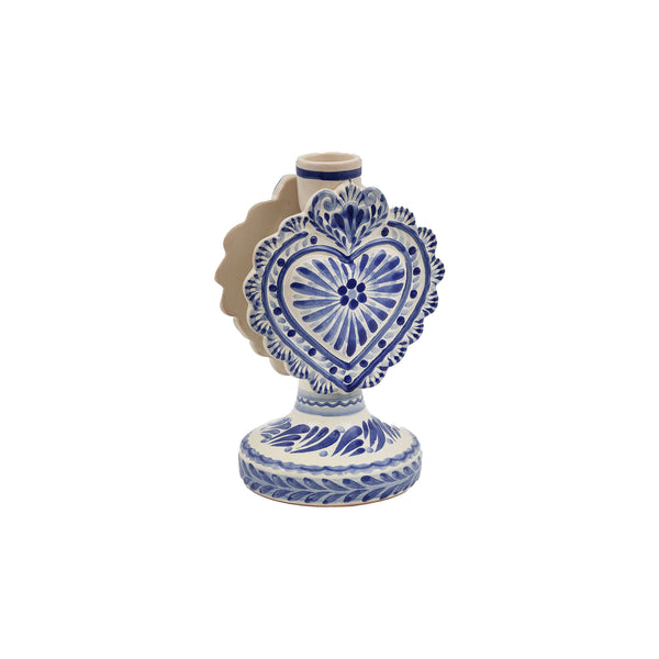 Heart Candlestick Blue White
