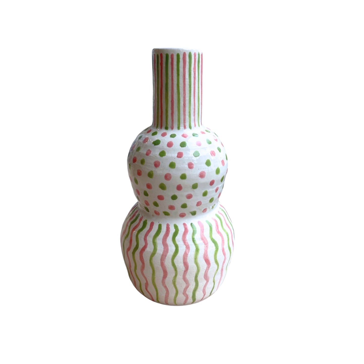 ceramic bud vase pink green