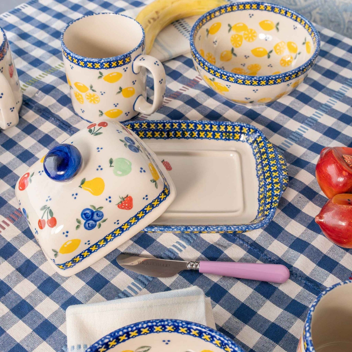 ceramic butter dish fruits