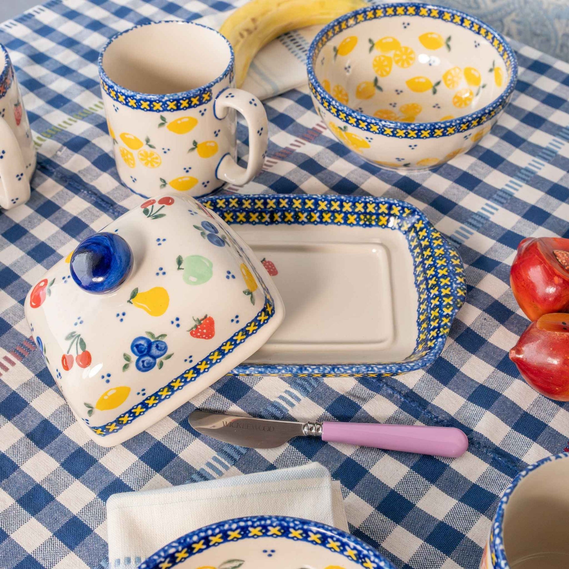 ceramic butter dish fruits