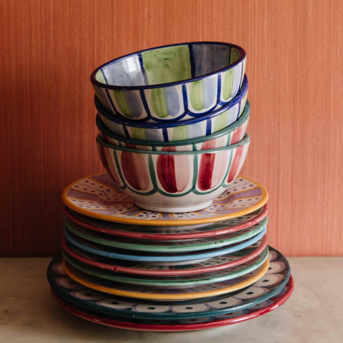 Striped Ceral Bowl Blue Green I